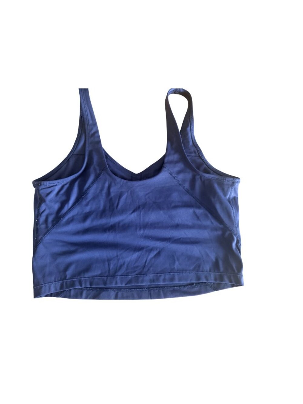 Oalka Womens Navy Blue Cropped Tank with Built-In Shelf Bra Size Large